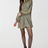 Silk crepon lame mini dress