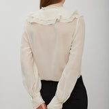 Ruffled silk georgette blouse