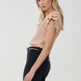 Short-sleeve wool knit top