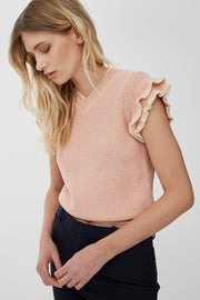 Short-sleeve wool knit top