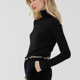 Fitted wool knit turtleneck