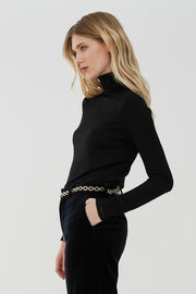 Fitted wool knit turtleneck