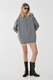 Oversized wool cashmere zip hoodie