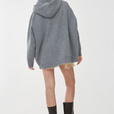 Oversized wool cashmere zip hoodie