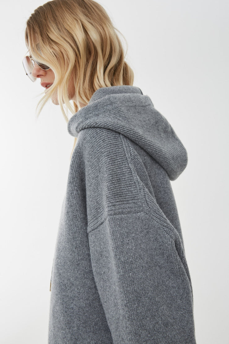 Oversized wool cashmere zip hoodie