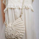 Sea Treasures ivory crochet cross body bag