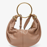 Small beige bracelet hobo bag