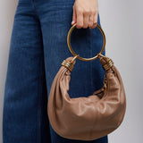 Small beige bracelet hobo bag