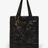 Summer banana black raffia tote bag