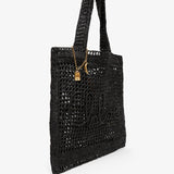Summer banana black raffia tote bag