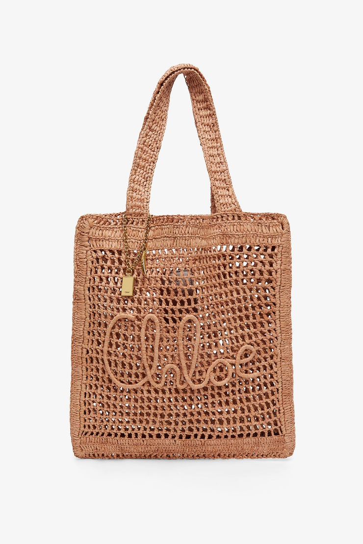 Summer banana beige raffia tote bag