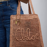 Summer banana beige raffia tote bag