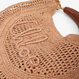 Summer banana beige raffia hobo bag