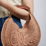 Summer banana beige raffia hobo bag