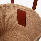 Horse medal brown raffia basket bag