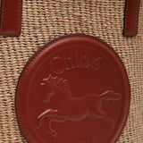 Horse medal brown raffia basket bag