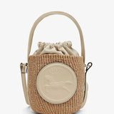 Horse medal ivory raffia bucket bag