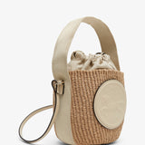 Horse medal ivory raffia bucket bag