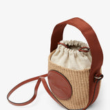 Horse medal brown raffia bucket bag