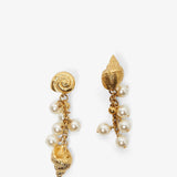 Shells long earrings in vintage gold