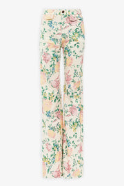 Flower jeans with flared legs