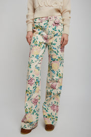 Flower jeans with flared legs