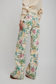 Flower jeans with flared legs