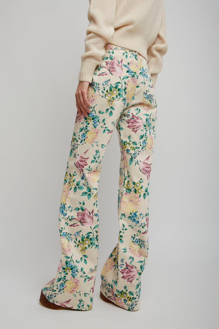Flower jeans with flared legs
