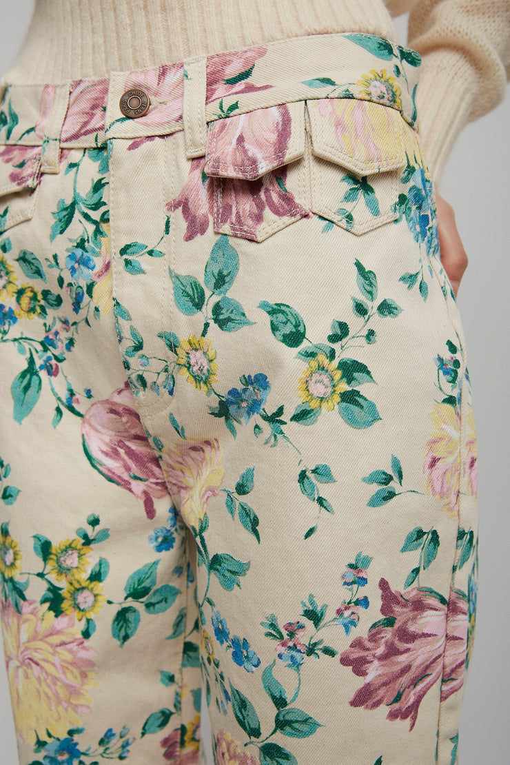 Flower jeans with flared legs