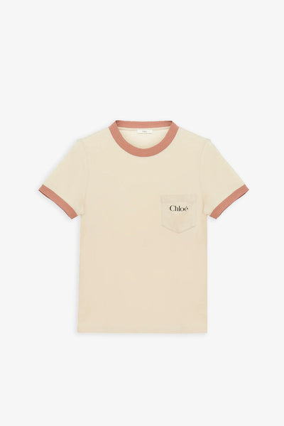 Blossom beige cotton logo t-shirt