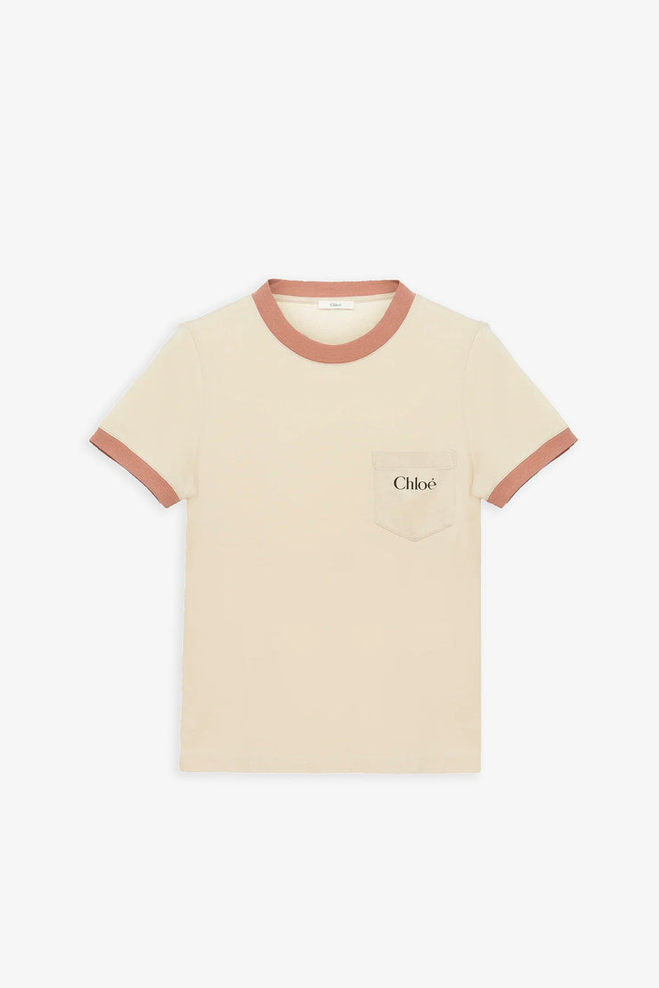 Blossom beige cotton logo t-shirt