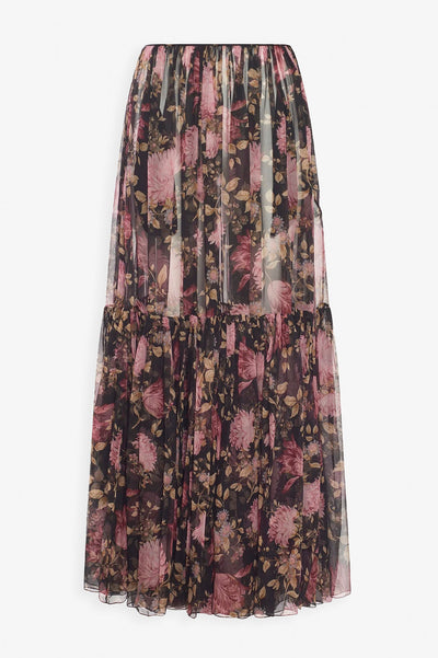 Black flower maxi skirt