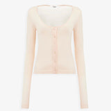 Scoop-neck wool knit fitted cardigan