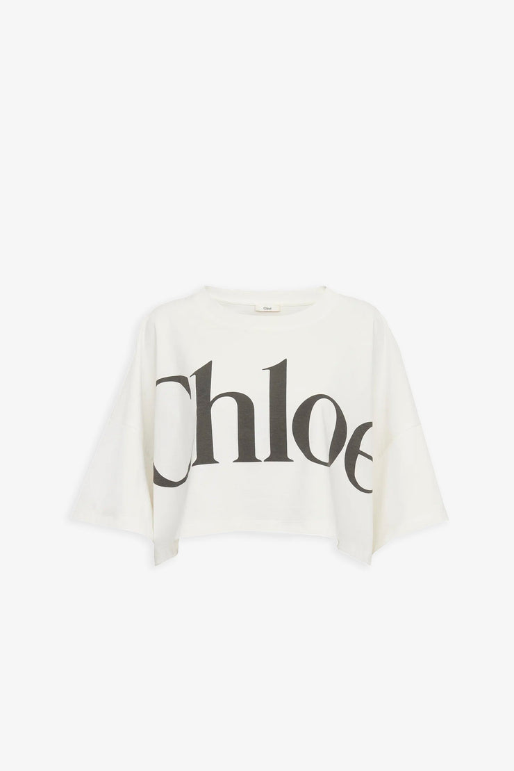 Cropped boxy cotton logo t-shirt