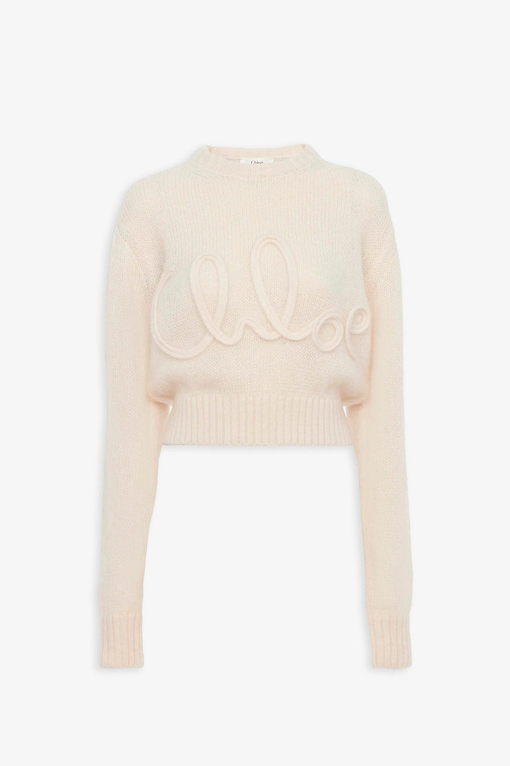Embroidered alpaca silk knit sweater