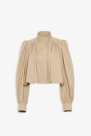 Gathered boule cotton gabardine jacket