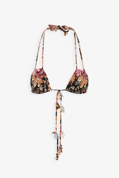 Black flower bikini top