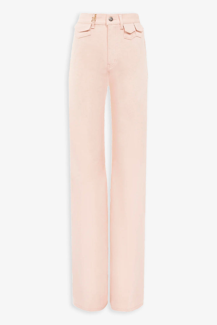 High-rise pink denim flare jeans