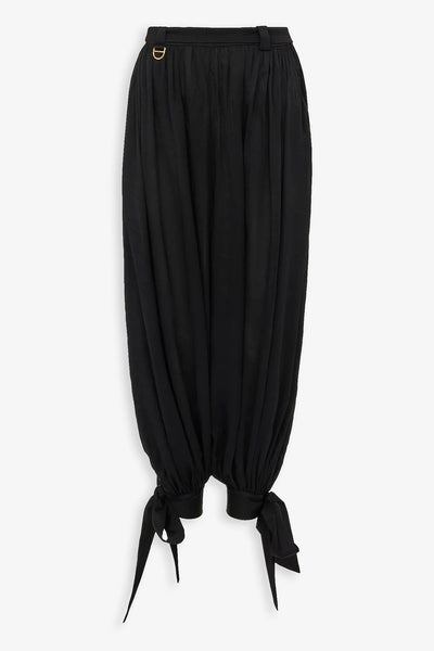 Fluid pleated silk charmeuse pants