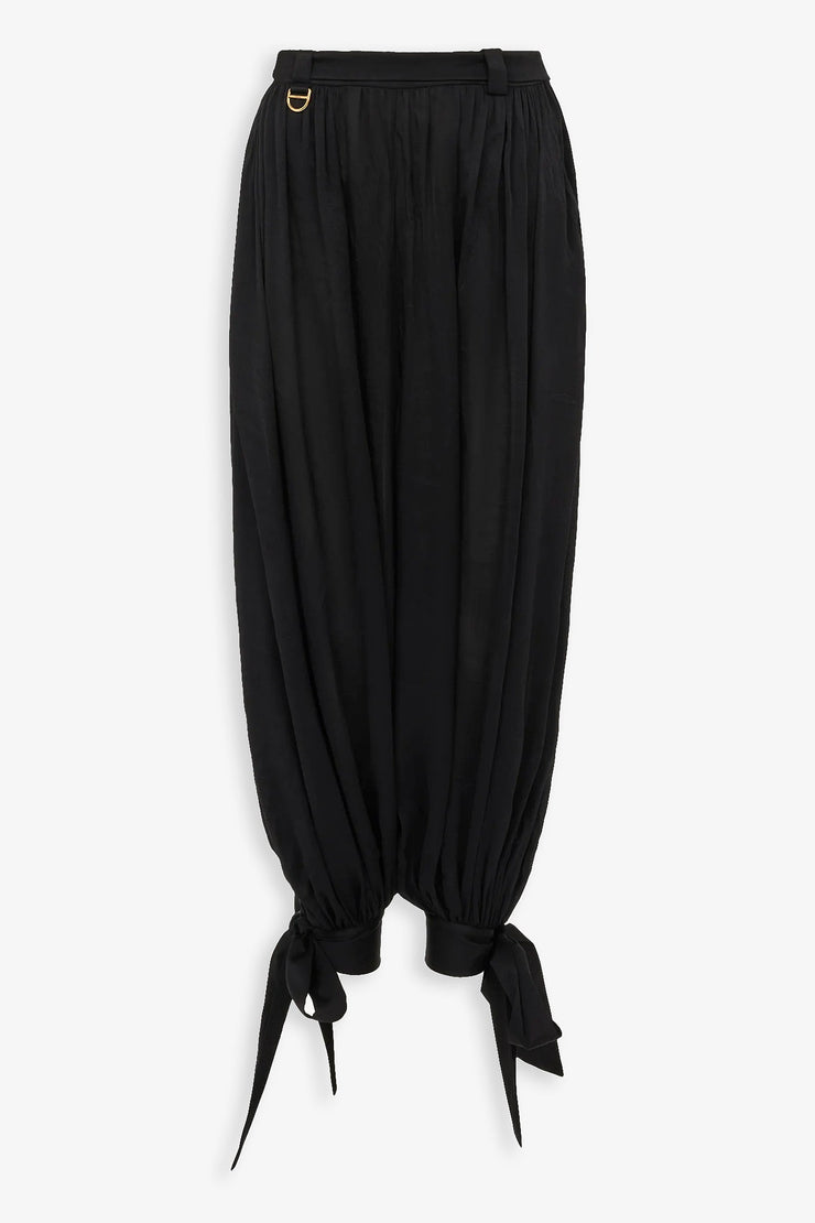 Fluid pleated silk charmeuse pants