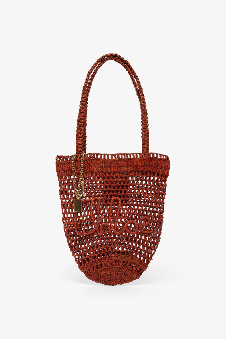 Small summer banana clay brown tote bag