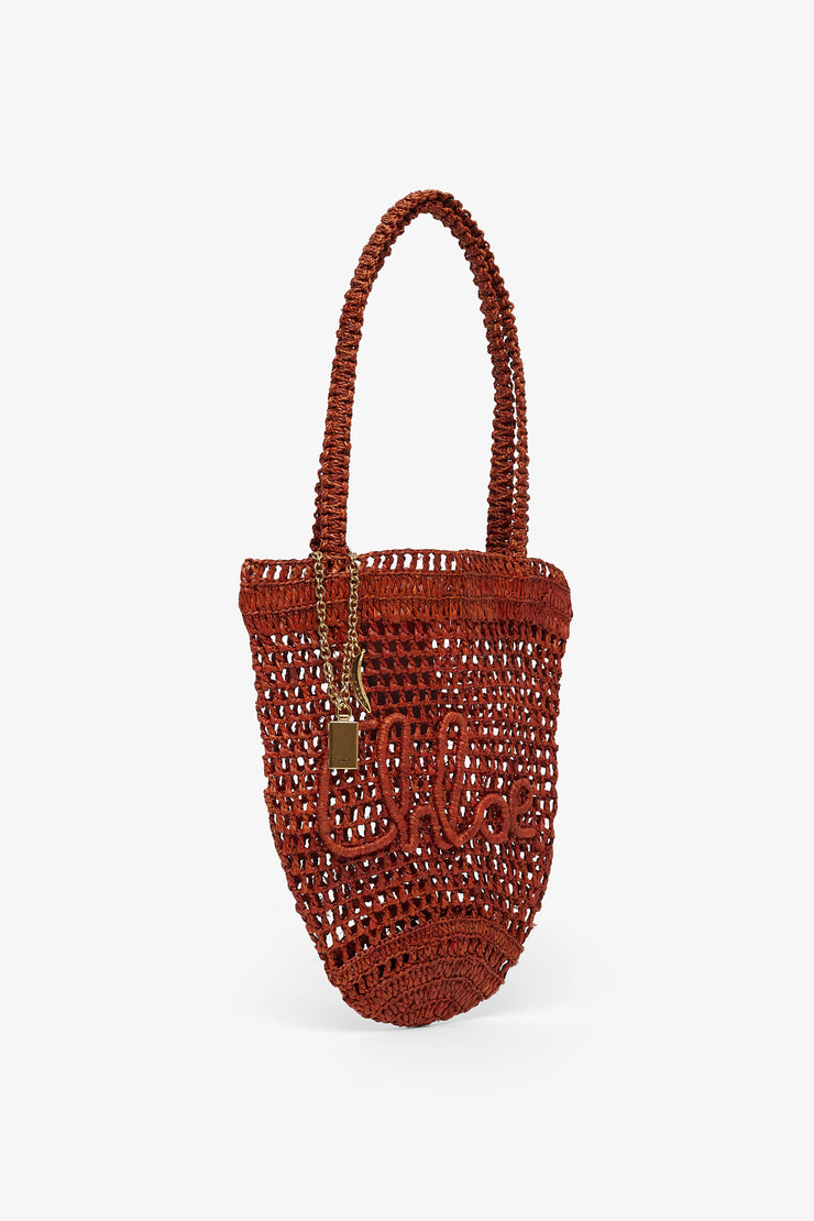 Small summer banana clay brown tote bag
