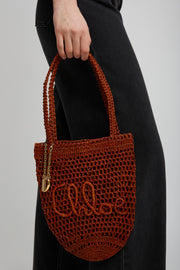 Small summer banana clay brown tote bag
