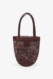 Small summer banana dark brown tote bag