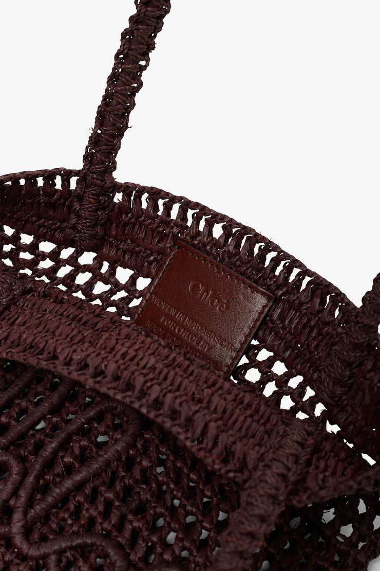 Small summer banana dark brown tote bag