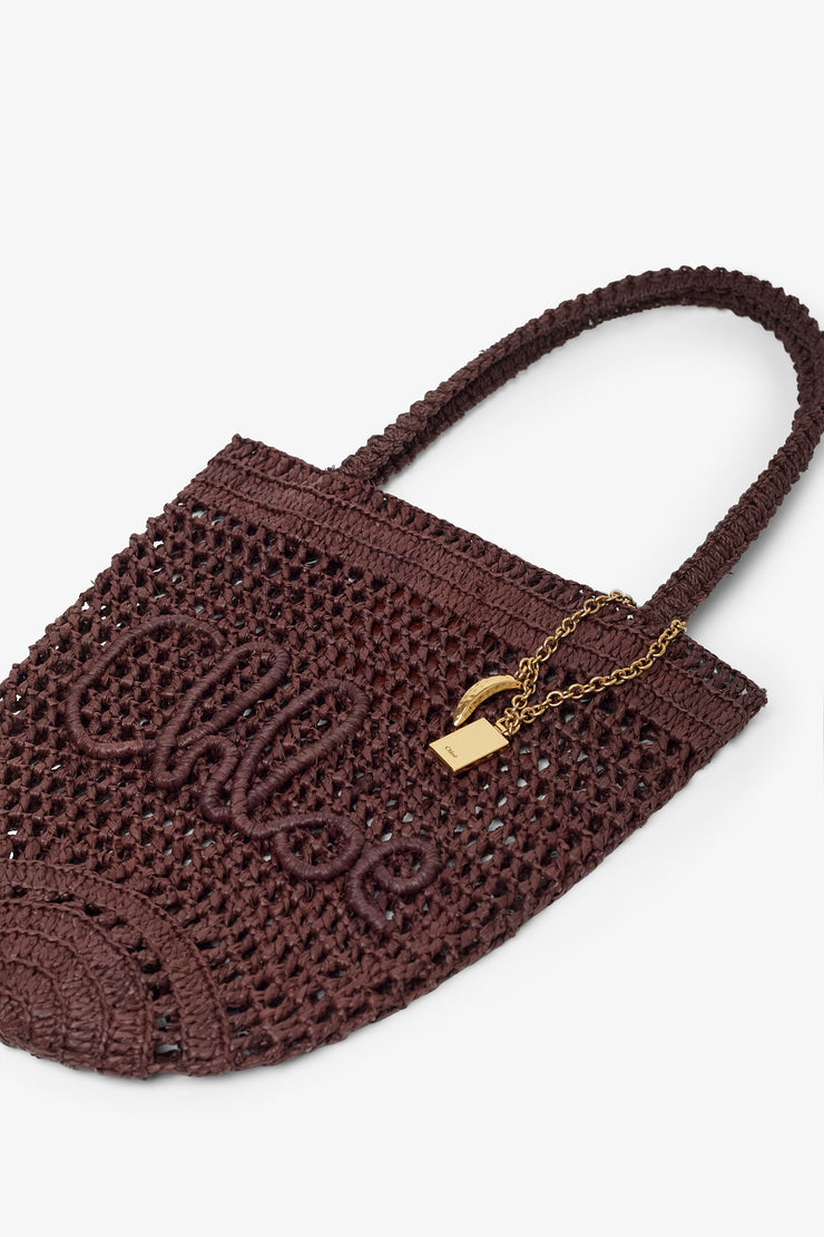 Small summer banana dark brown tote bag