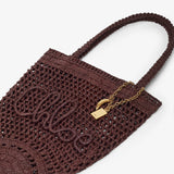 Small summer banana dark brown tote bag