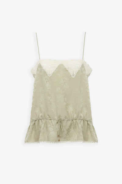 Silk tank top with lace