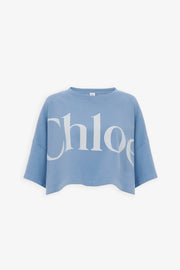 Cropped blue logo t-shirt