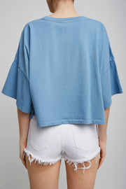 Cropped blue logo t-shirt